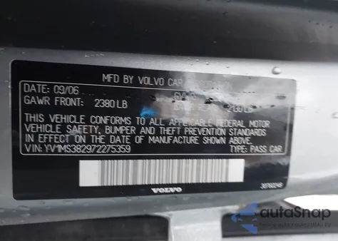 2007 Volvo S40 2.4I from USA, damaged, VIN YV1MS382972275359